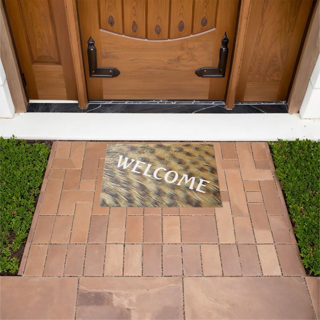 Bird Feather Photo Brown Gold Spots Elegant Nature Doormat (Outdoor)