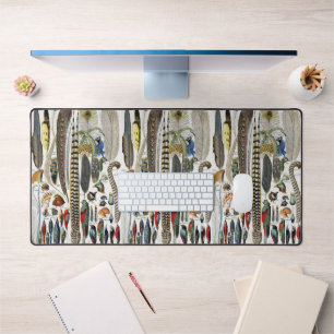 Bird Feather Wildlife Antique Feathers Art Nouveau Desk Mat