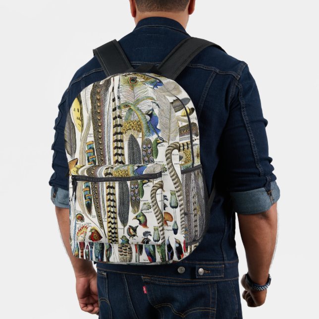 Bird Feather Wildlife Antique Feathers Art Nouveau Printed Backpack (Insitu (Model))