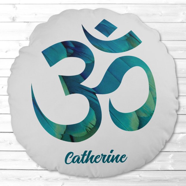 Bird Feathers Om Symbol Meditation Yoga Pillow (Creator Uploaded)