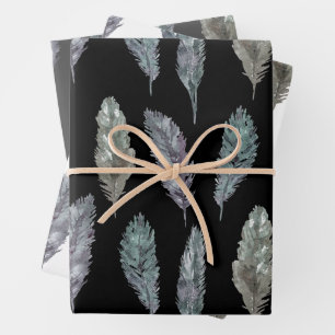 Bird Feathers watercolor pattern Wrapping Paper Sheet