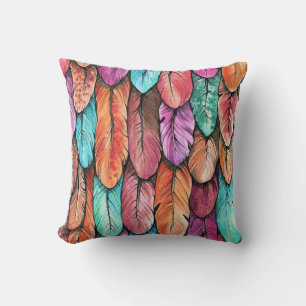 Bird feathers, watercolor, seamless pattern. cushion