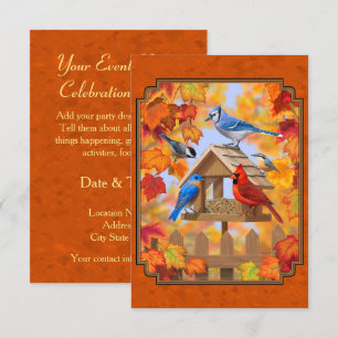 Bird Feeder Gathering Autumn Orange Invitation