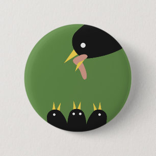Bird Feeding Young 6 Cm Round Badge