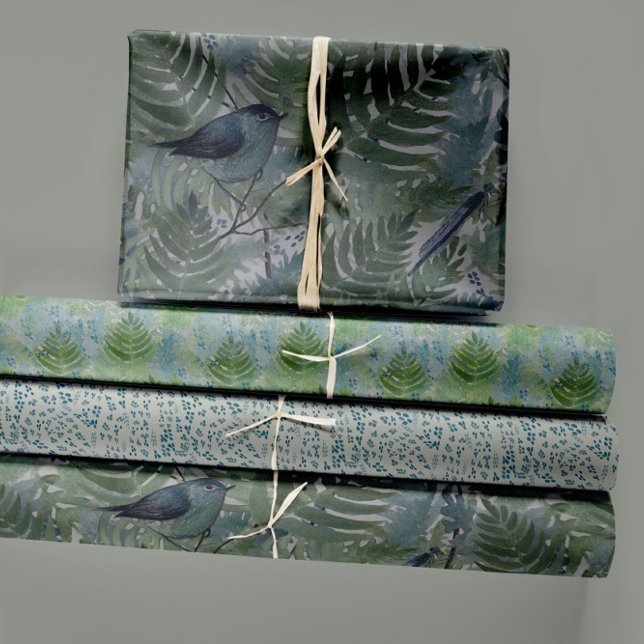Bird Ferns Dragonflies Nature-Inspired Decoupage Wrapping Paper Sheet (Bird Ferns Dragonflies Nature-Inspired Wrapping Paper Sheets from Studio Posies.)
