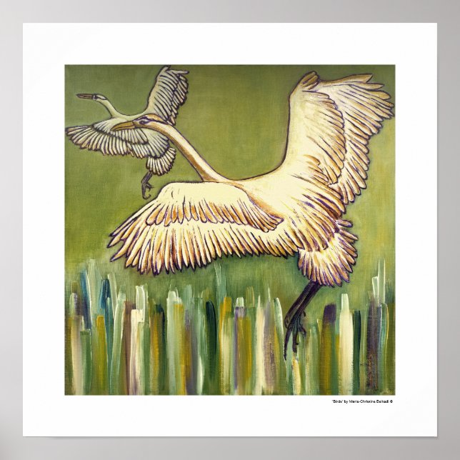 Bird Fine Art Figurative Green Wall Home Decor  (Front)