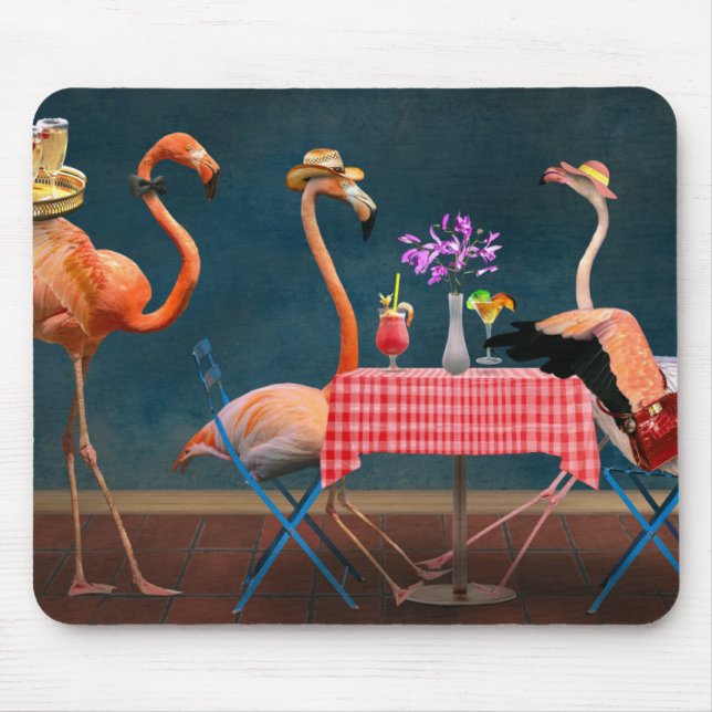 Bird - Flamingo - Wading tables Mouse Mat (Front)