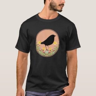 Bird Floral Flower Birding Ornithology Ornithologi T-Shirt
