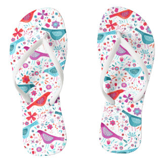 Bird Floral Watercolor Flip Flops