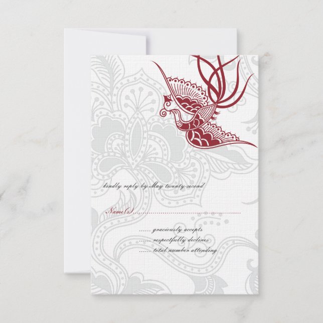 Bird & Floral Wedding RSVP Cards (Front)
