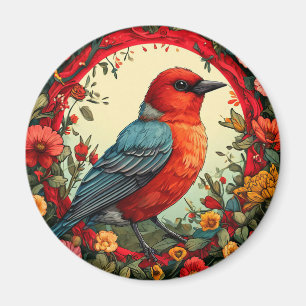 Bird Floral Wreath Nature Decor. 🐦 Magnet