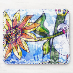 Bird, Flower and Lace Mouse Mat