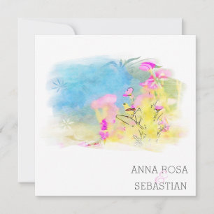 *~* Bird Flower Artsy AR12 QR PHOTO RSVP Wedding Invitation