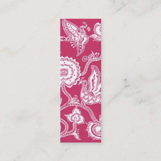 Bird & Flower Batik Pattern Motif Mini Business Card (Front)