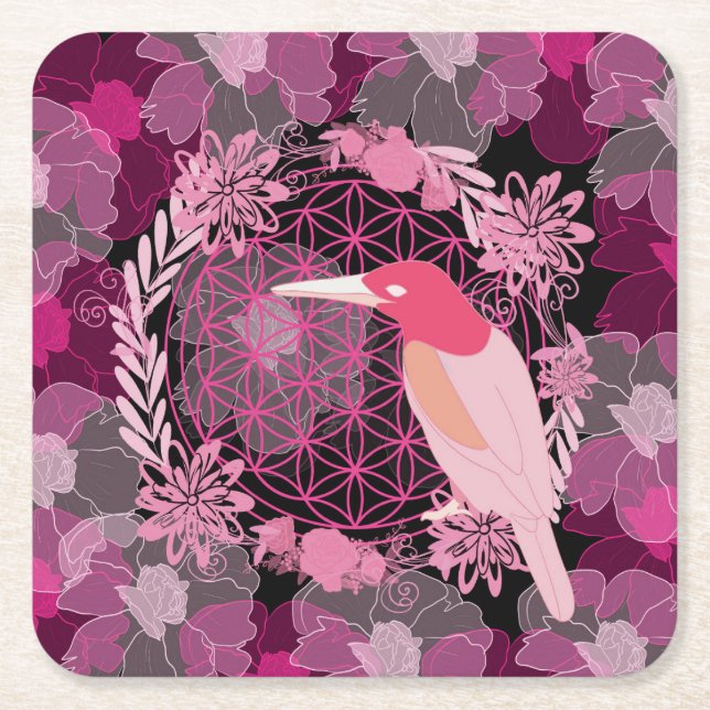 Bird flower of life coaster (Front)