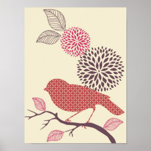 Bird & Flower Poster