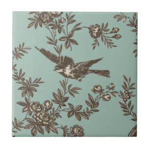 Bird flower toile tile