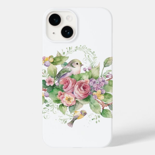 Bird flower watercolor Case-Mate iPhone case (Back)