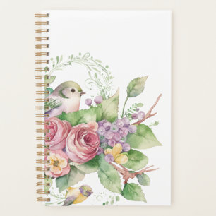 Bird flower watercolor planner