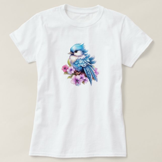 Bird Flowers T-Shirt (Design Front)