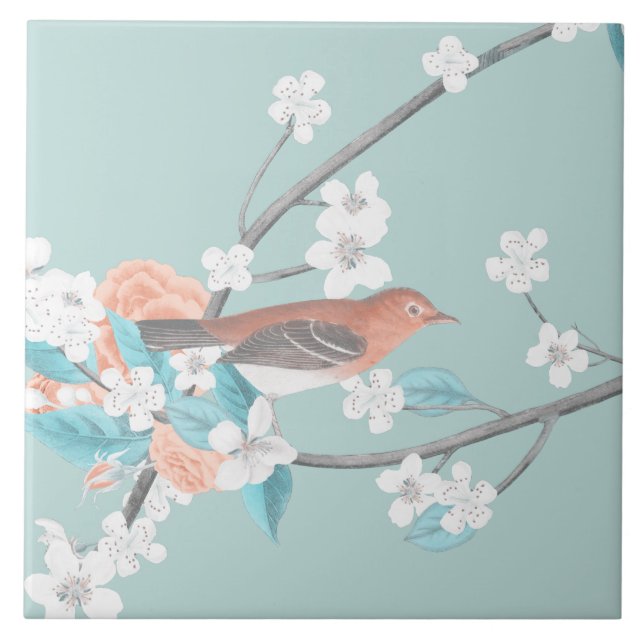 Bird & Flowers Tile (Front)