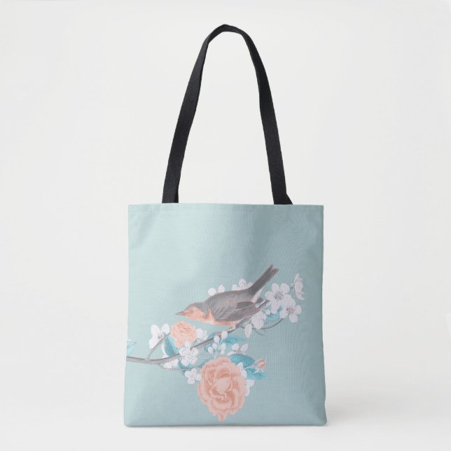 Bird & Flowers Tote Bag (Front)
