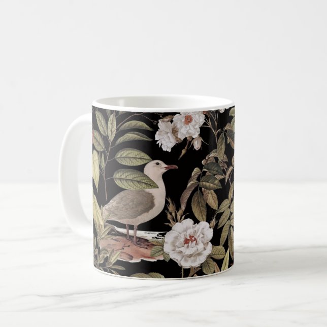 Bird & Flowers Vintage Fabric Design Mug (Front Left)