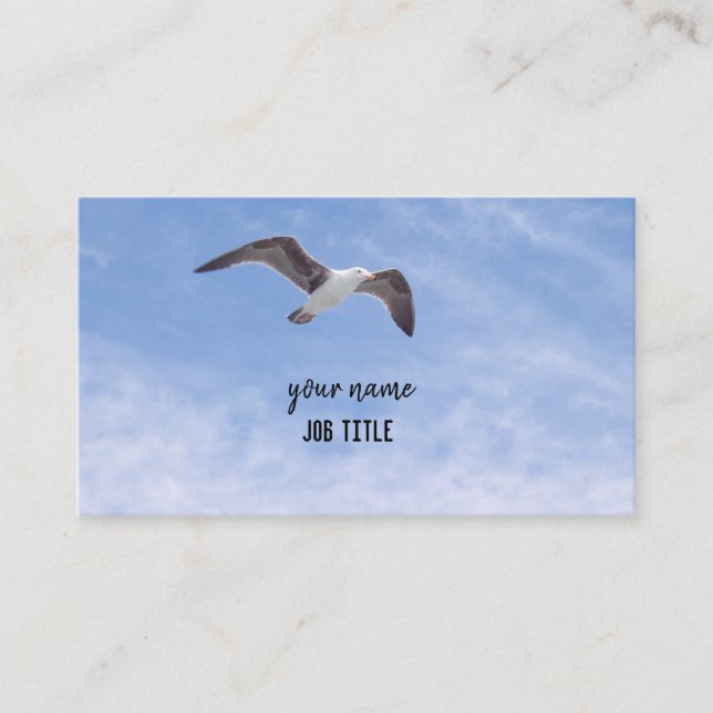Bird Flying Blue Sky Background Business Card (Front)