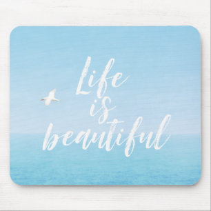Bird Flying over Ocean in Hawaii Inspirational Mouse Mat