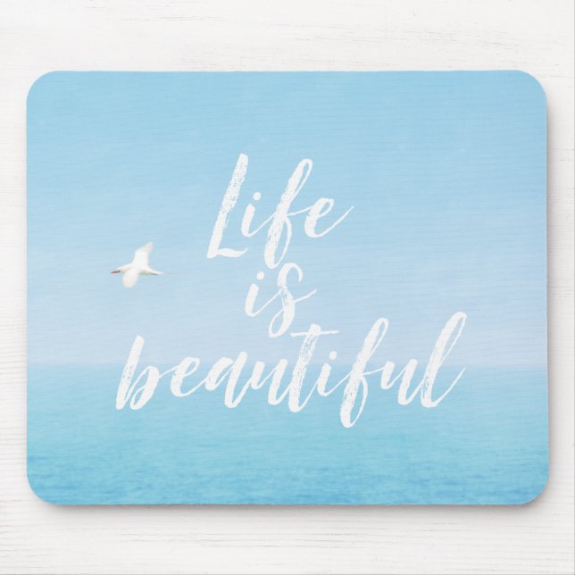Bird Flying over Ocean in Hawaii Inspirational Mouse Mat (Front)