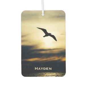 Bird Flying Silhouette Sunset Personalised Car Air Freshener