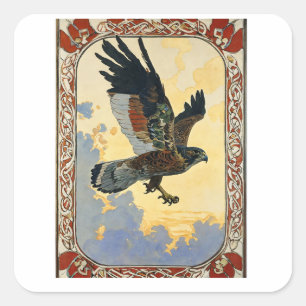 Bird flying square sticker