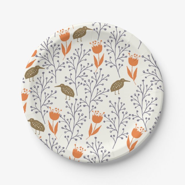 Bird Foliage Nature Paper Plates (Front)
