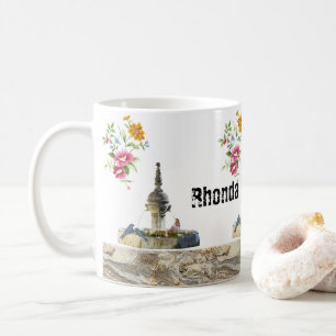 Bird Fountain Floral Mug