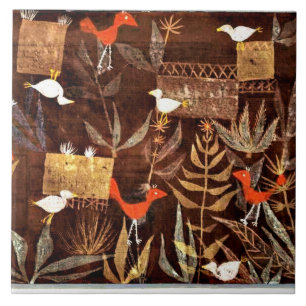Bird Garden, colorful abstract art by Paul Klee, Tile