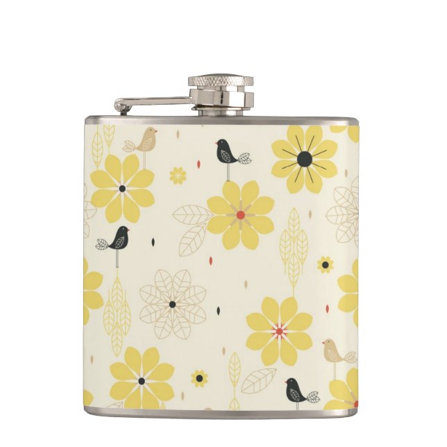 Bird Garden Hip Flask (Front)
