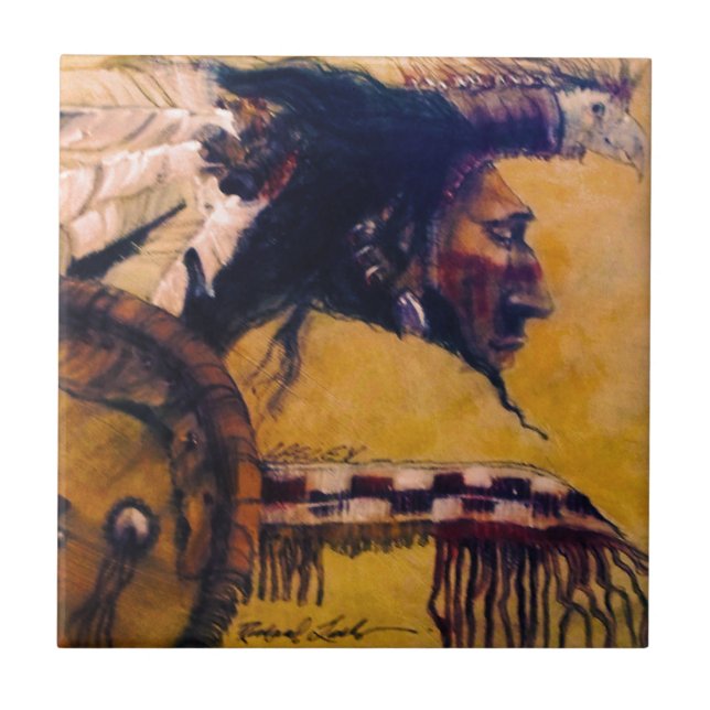 Bird Headdress and Shield  Ceramic Tile (Front)