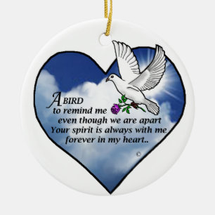 Bird Heart Poem Ceramic Tree Decoration