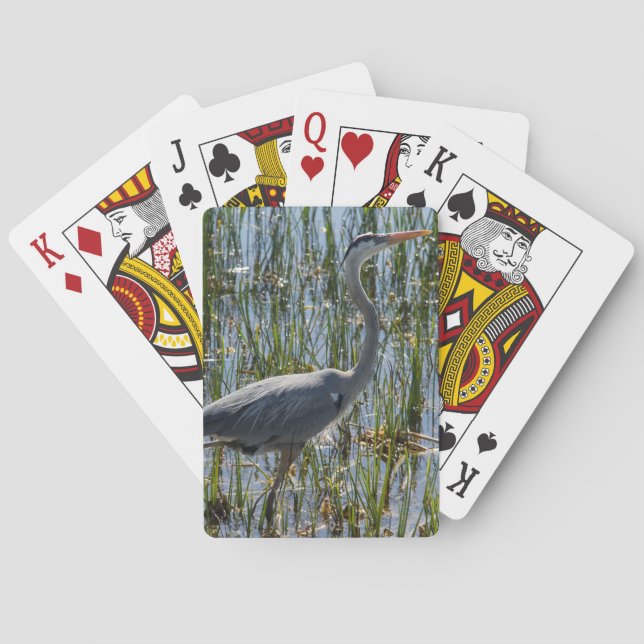 Bird Heron Closeup Marsh Photograph Playing Cards (Back)