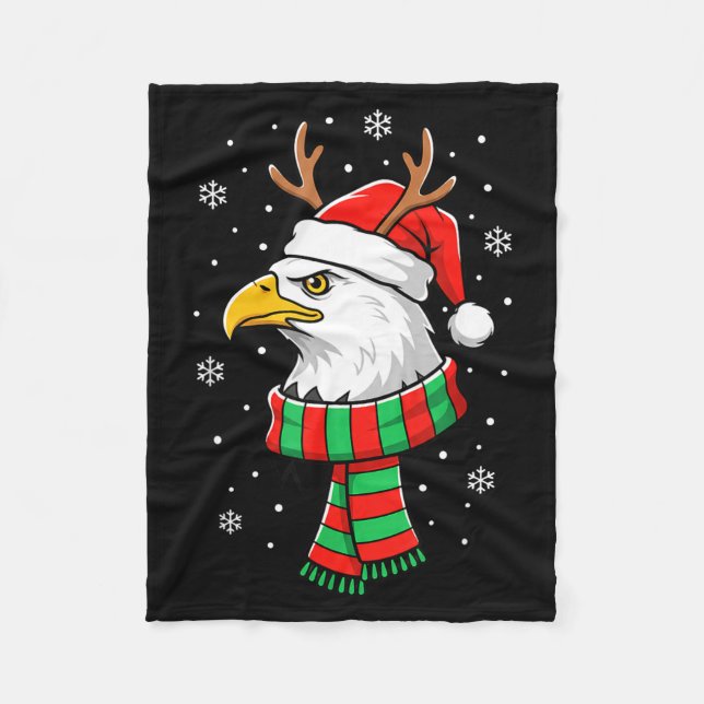 Bird Holiday, Santa Hat, Reindeer Antlers &amp; Fe Fleece Blanket (Front)