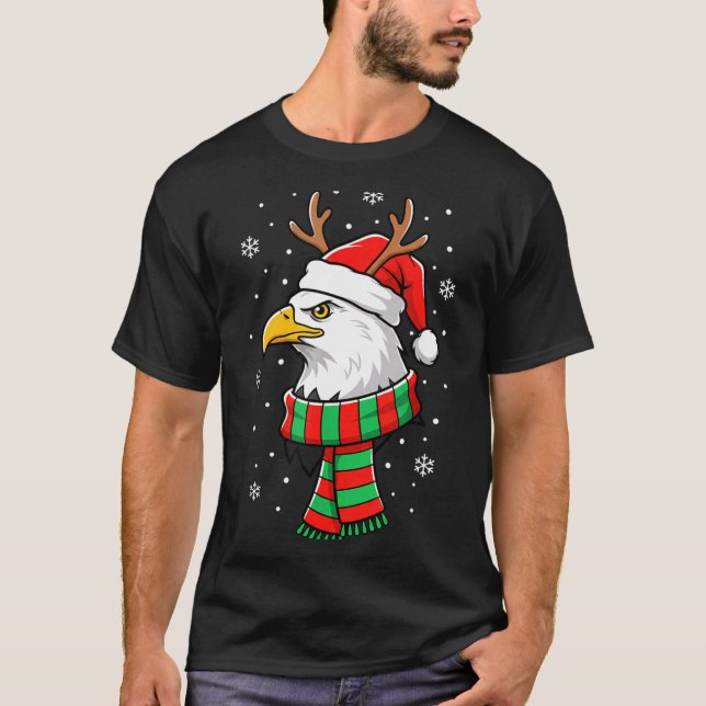 Bird Holiday, Santa Hat, Reindeer Antlers &amp; Fe T-Shirt (Front)