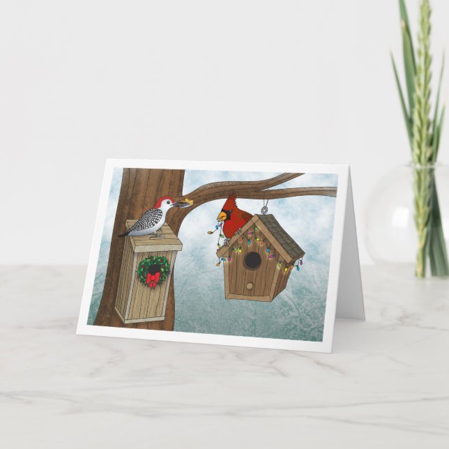 Bird House Christmas Holiday Card (Front)