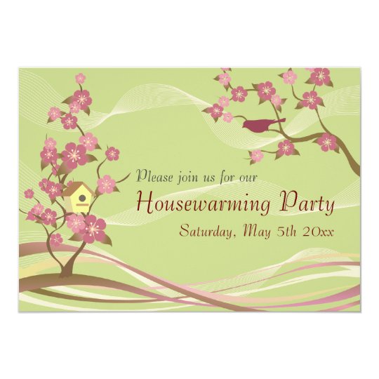 Bird House Housewarming Party Inviation Green Card
