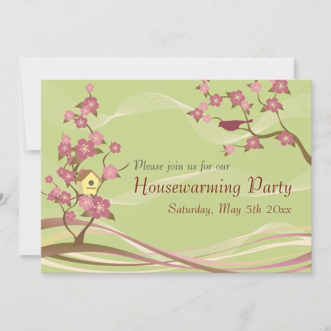 Bird House Housewarming Party Inviation Green Invitation (Front)