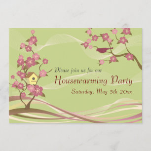 Bird House Housewarming Party Inviation Green Invitation