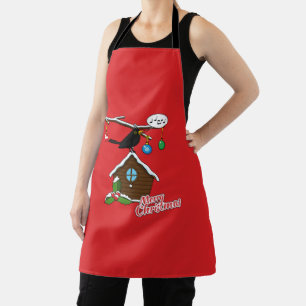 Bird House Merry Christmas Apron