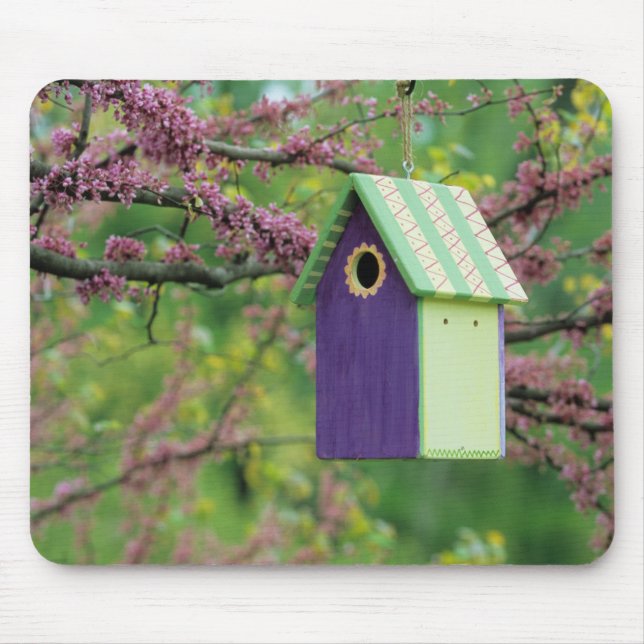 Bird House On A Redbud Tree Mouse Mat (Front)