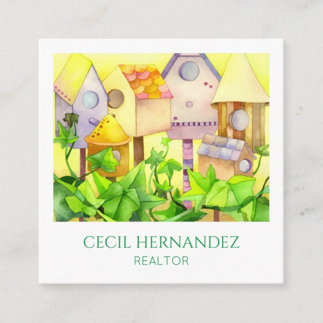 Bird House Realtor Square Business Card (Front)