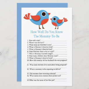 Bird How well do you know baby shower game