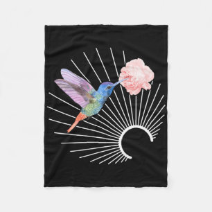Bird Hummingbird Watercolor Floral Art Hummingbird Fleece Blanket